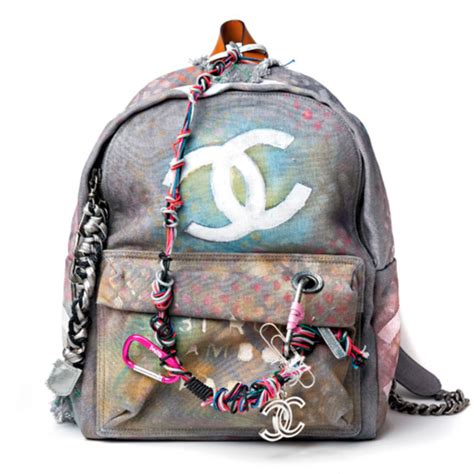 cheap chanel graffiti backpack|chanel backpack canvas graffiti.